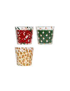 CANDELA PROFUMATA 500GR VETRO DECORI ASSORTITI