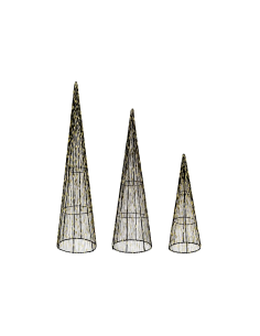 SET 3 CONI LUMINOSI 40LED H80CM DA INTERNO
