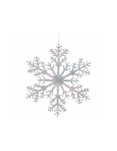 FIOCCO DI NEVE PLASTICA IRIDESCENTE TRASPARENTE 26CM