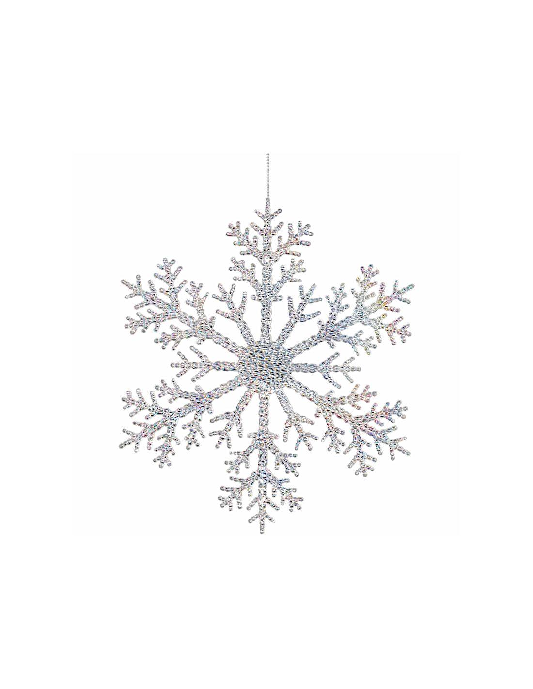FIOCCO DI NEVE PLASTICA IRIDESCENTE TRASPARENTE 26CM