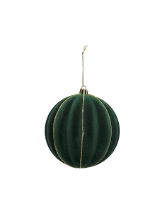 Decorazione sfera di Natale 10cm in velluto verde/oro - La magia di Natale a casa tua