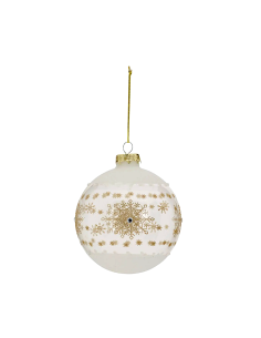Decorazione sfera di Natale 10cm in vetro bianco/oro - La magia di Natale a casa tua