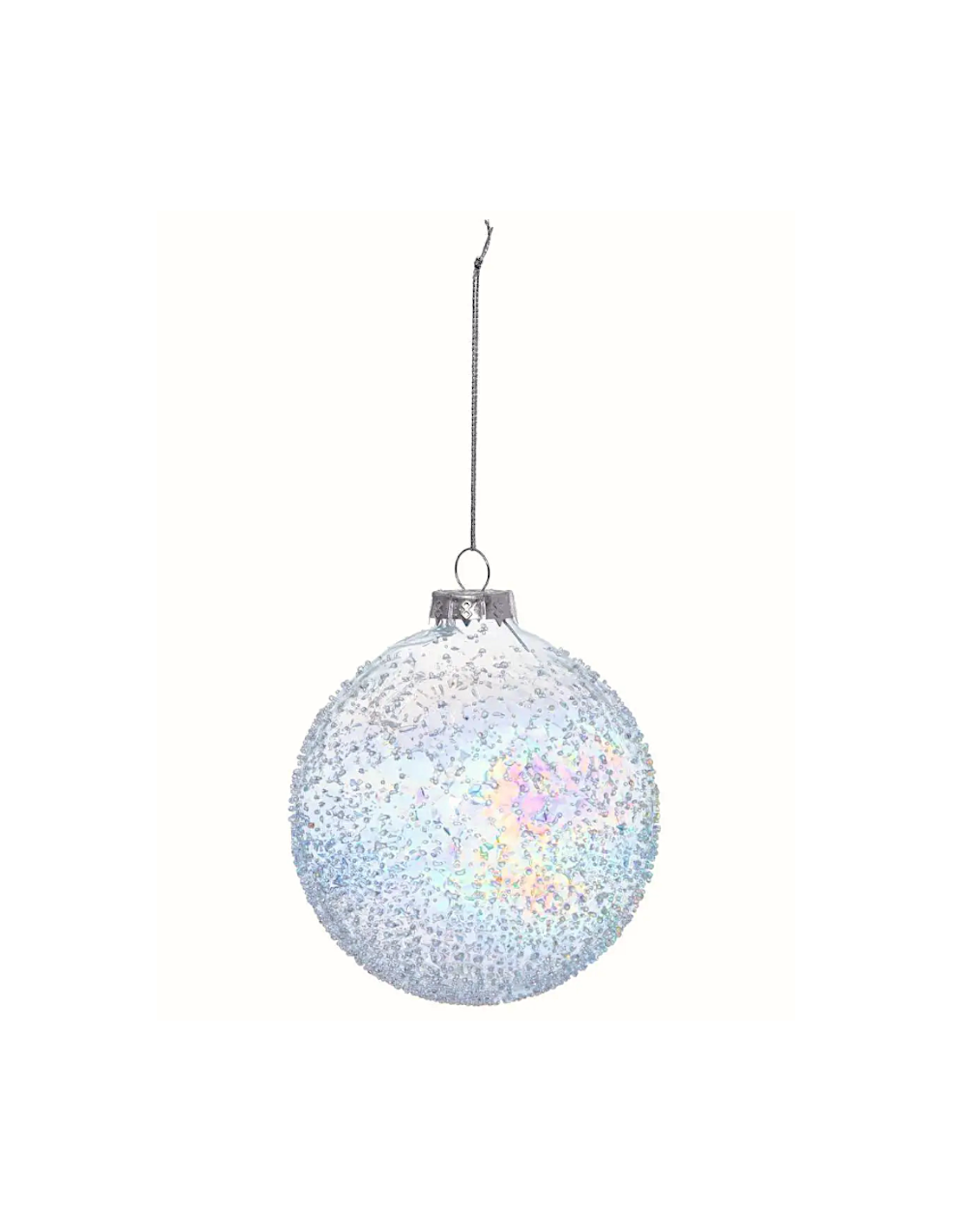 Decorazione sfera di Natale 10cm in vetro trasparente effetto iris - La magia di Natale a casa tua