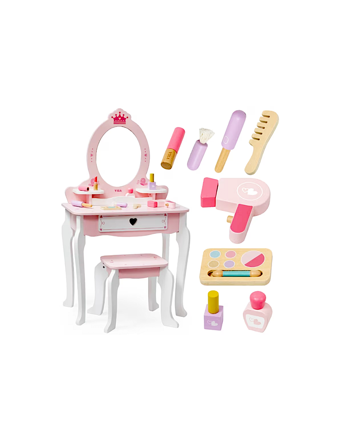 Specchiera in Legno 95x55x30cm con Accessori Gioco Bambini
