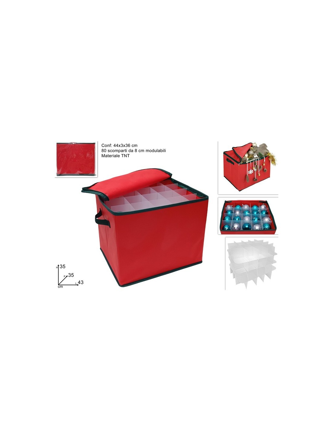 CHRISTMAS DECORATION, BALL HOLDER, CON SCOMPARTI, 80 SCOMPARTI, RIPORO PALLE NATALE, ORGANIZER DECORAZIONI