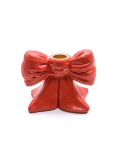 FIOCCO, PORTACANDELA, RESINA, ROSSO, 12,5X8X9 CM, ADDOBBO NATALE, DECORAZIONE FESTIVA