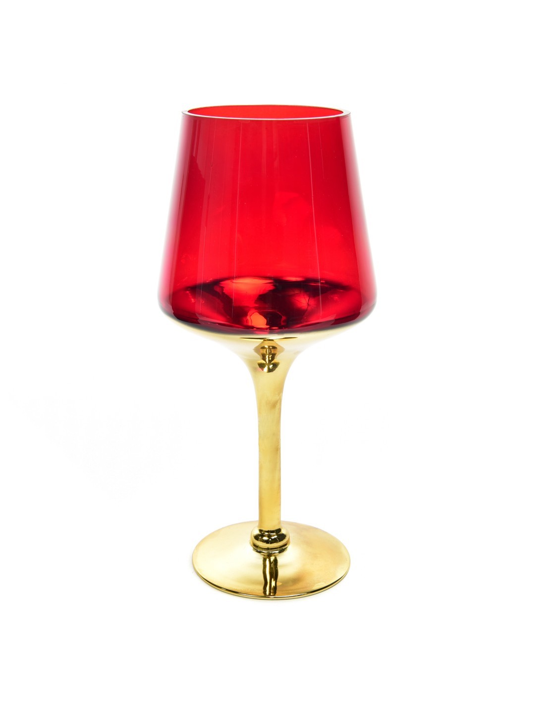 PORTACANDELA, VETRO, ROSSO, ORO, 14X30 CM, DECORAZIONE, TAVOLA, CASA, FESTE