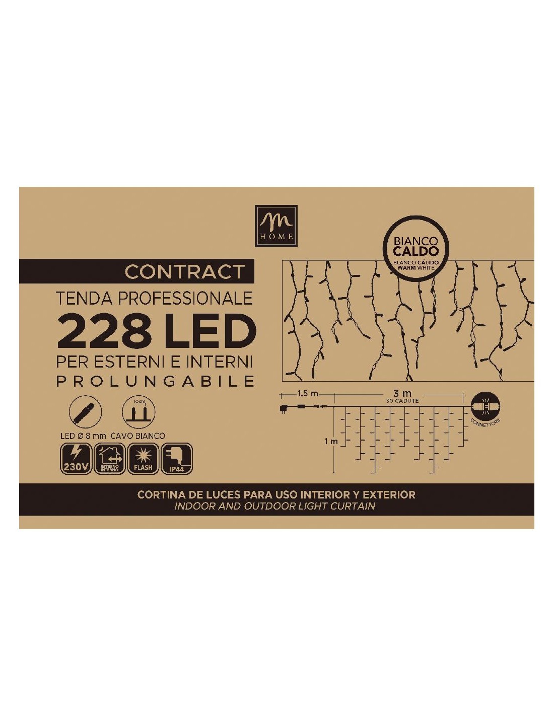 TENDA, CONTRACT, 228, LED, BIANCO, CALDO, ESTERNO, LUCI, DECORAZIONE, CASA