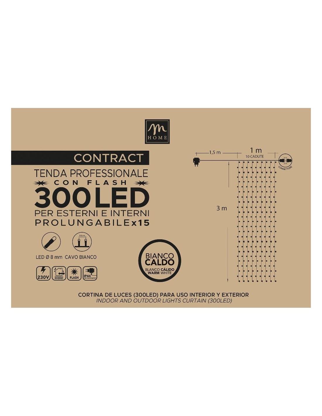 TENDA, CONTRACT, 300, LED, BIANCO, CALDO, ESTERNO, CON, FLASH, LUCI, DECORAZIONE