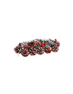 GHIRLANDA PORTACANDELA 117170 2F 33X15X18CM PIGNE E BACCHE