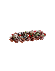 GHIRLANDA PORTACANDELA 117171 3F 38X15X8CM PIGNE E BACCHE