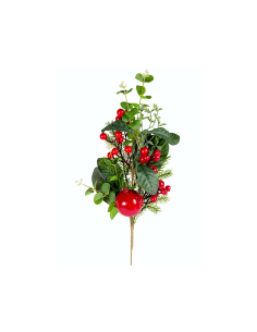 Decorazione ramo di Natale con foglie, melograni e bacche H80cm in PVC - La magia di Natale a casa tua