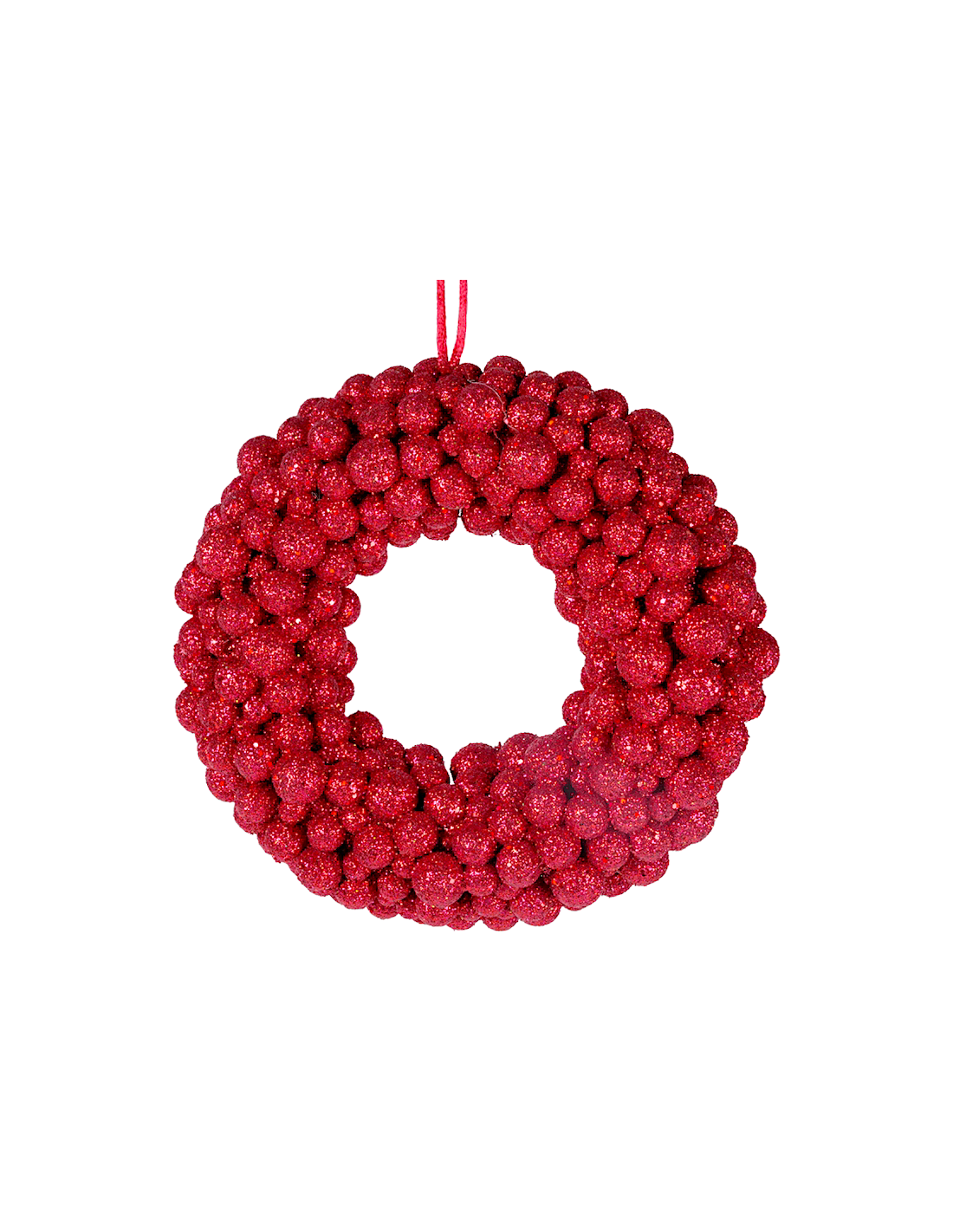 Decorazione corona di Natale Ø33cm con bacche rosse glitterate in PVC - La magia di Natale a casa tua