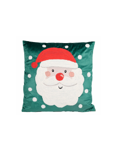 Decorazione cuscino di Natale 45x45cm con Babbo Natale in poliestere - La magia di Natale a casa tua