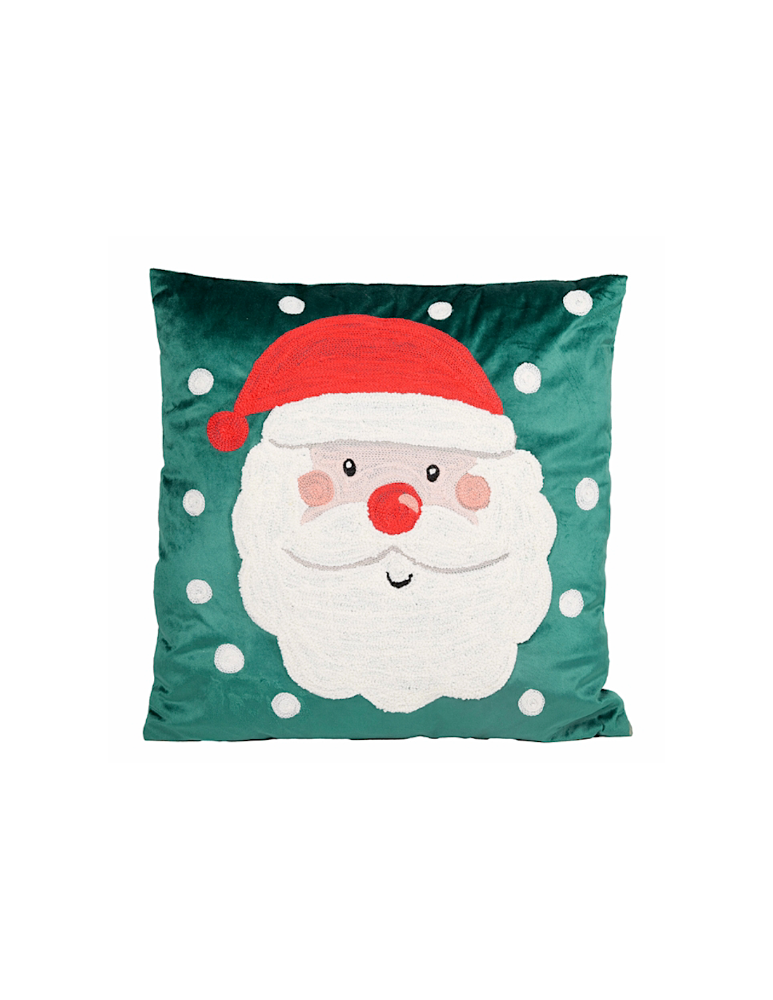 Decorazione cuscino di Natale 45x45cm con Babbo Natale in poliestere - La magia di Natale a casa tua