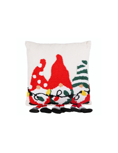 Decorazione cuscino di Natale 40x40cm con gnomi in poliestere - La magia di Natale a casa tua