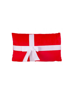 Decorazione cuscino di Natale 50x30cm rosso con fiocco in poliestere - La magia di Natale a casa tua