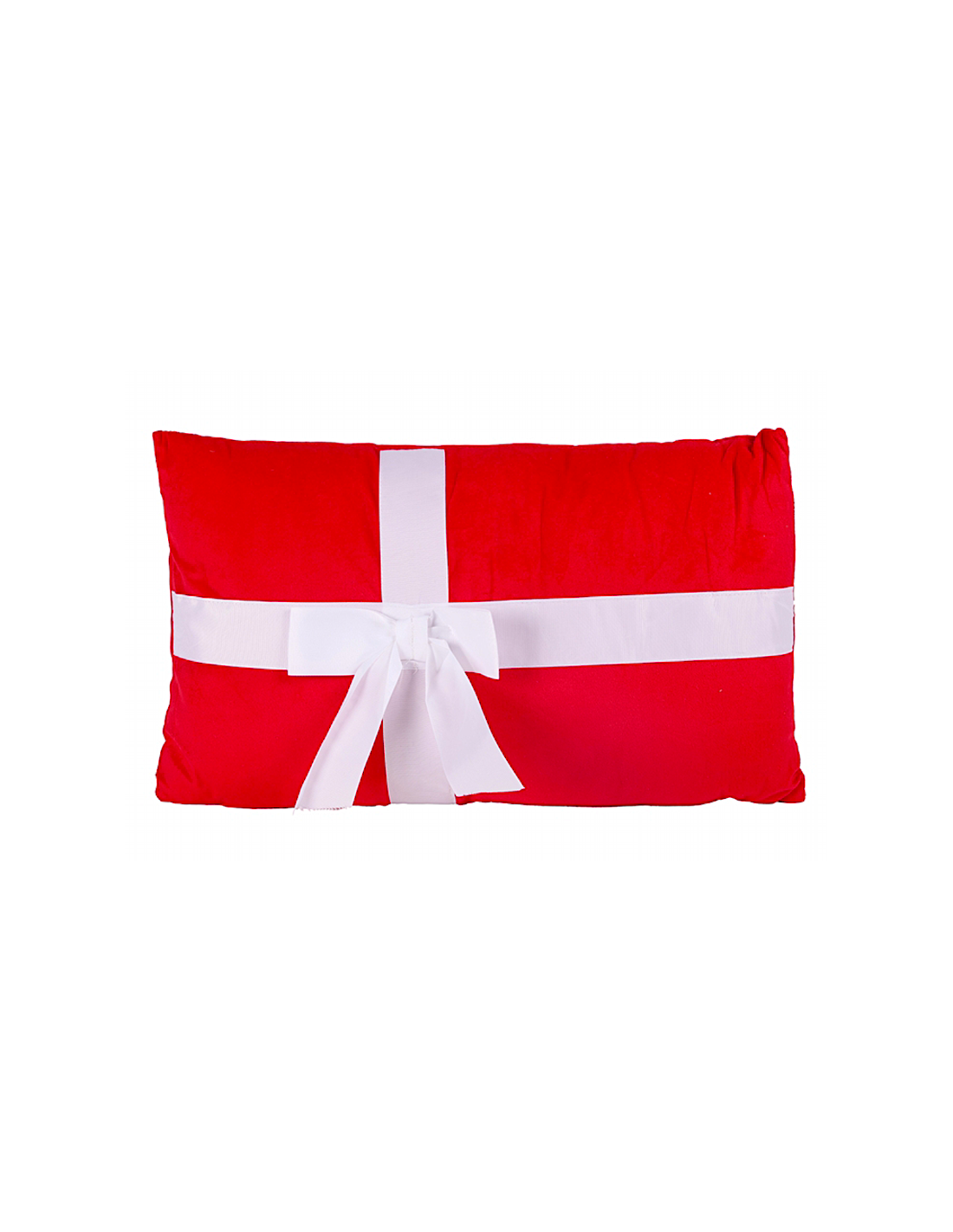 Decorazione cuscino di Natale 50x30cm rosso con fiocco in poliestere - La magia di Natale a casa tua
