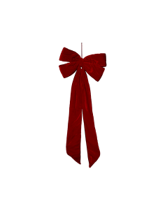 Decorazione fiocco di Natale 25x57cm rosso in velluto - La magia di Natale a casa tua