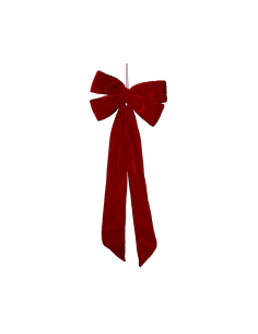 Decorazione fiocco di Natale 40x95cm rosso in velluto - La magia di Natale a casa tua