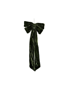 Decorazione fiocco di Natale 25x57cm verde in velluto - La magia di Natale a casa tua