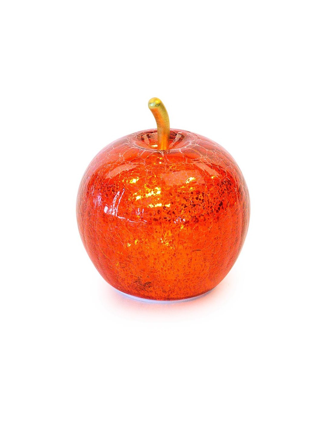 mela in vetro rossa con luce 11x12 cm