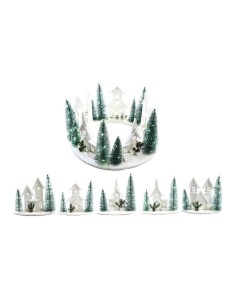 paesaggio natalizio sottoalbero in legno con luci 33x12x27 cm assortito