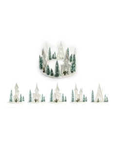 paesaggio natalizio sottoalbero in legno con luci 33x12x27 cm assortito