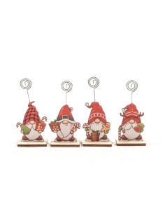 segnaposto babbo natale in legno h12 cm assortito