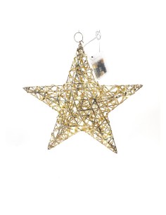 stella in metallo oro 40x9x36,5 cm con 30 luci a batteria