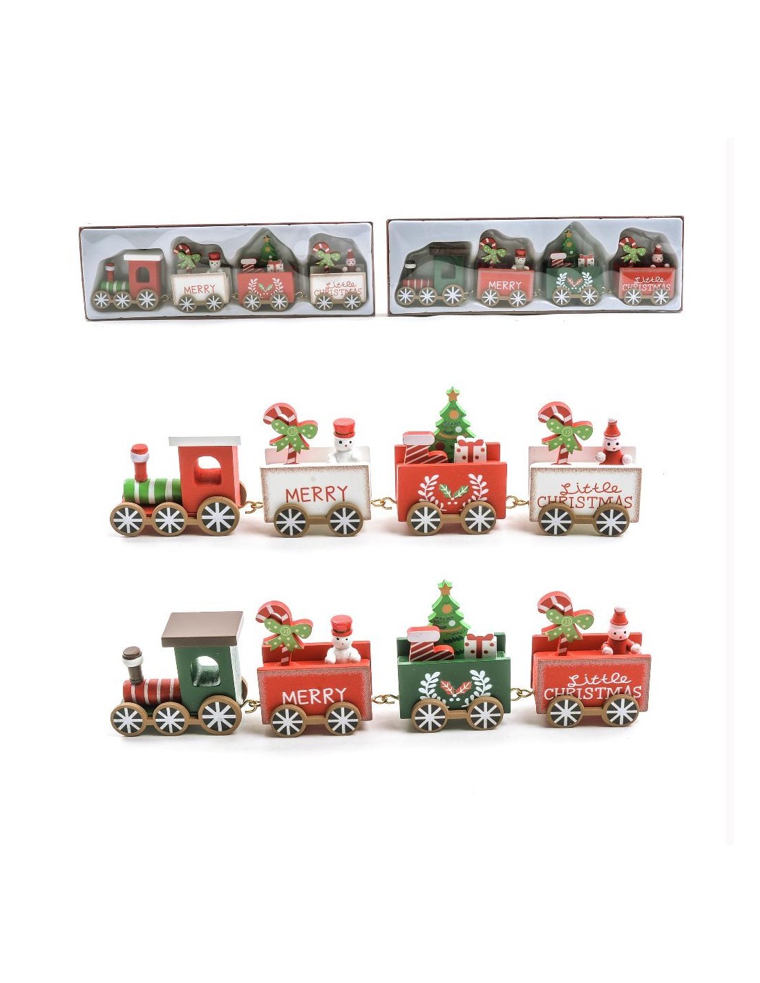 trenino 4 vagoni in legno 27x8,5 cm assortito