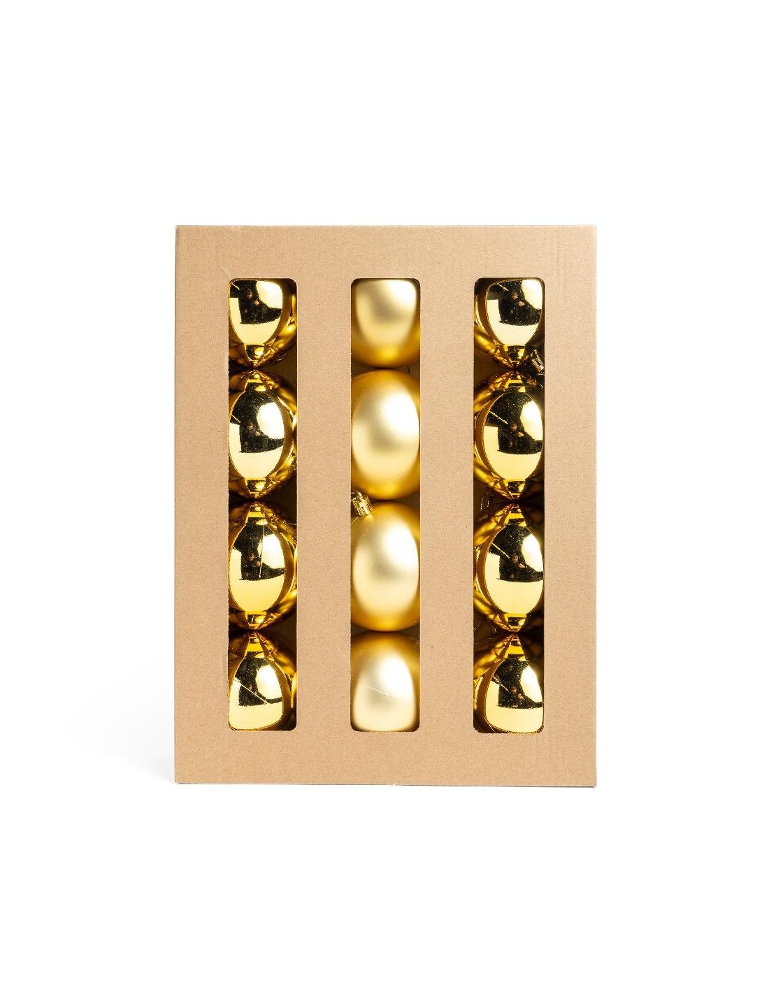 confezione 12 sfere dorate in plastica 8 cm