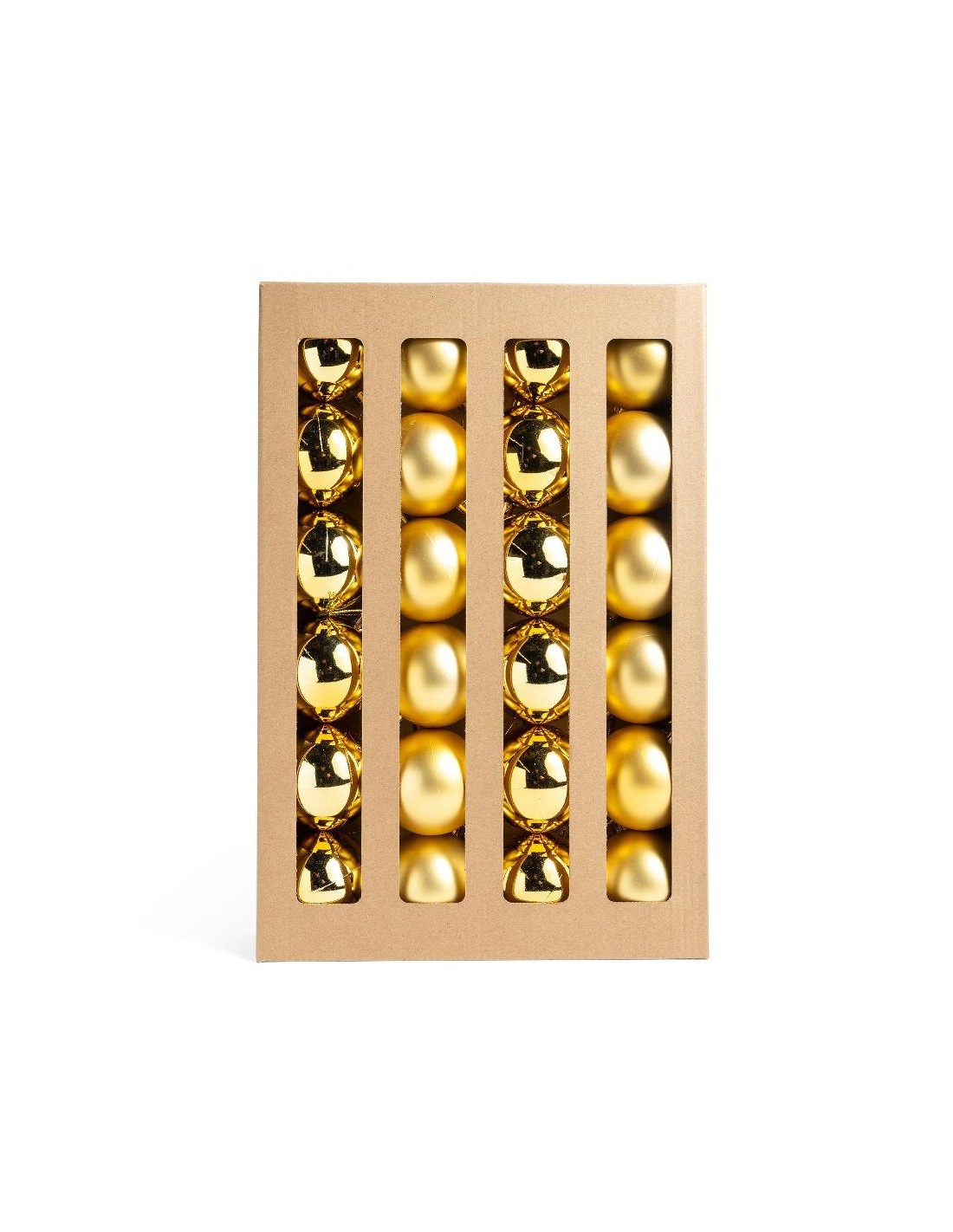 confezione 24 sfere dorate in plastica 6 cm