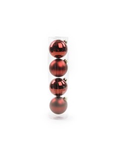 confezione 4 sfere bordeaux in vetro 10 cm