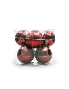 confezione 8 sfere bordeaux in vetro 8 cm