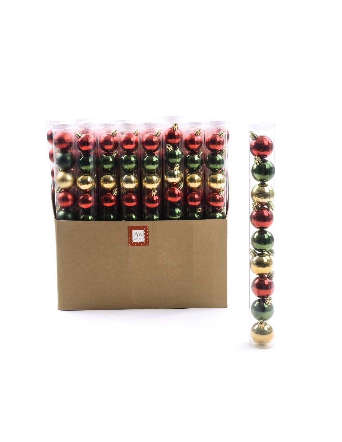 confezione 9 sfere multicolor in plastica 4 cm