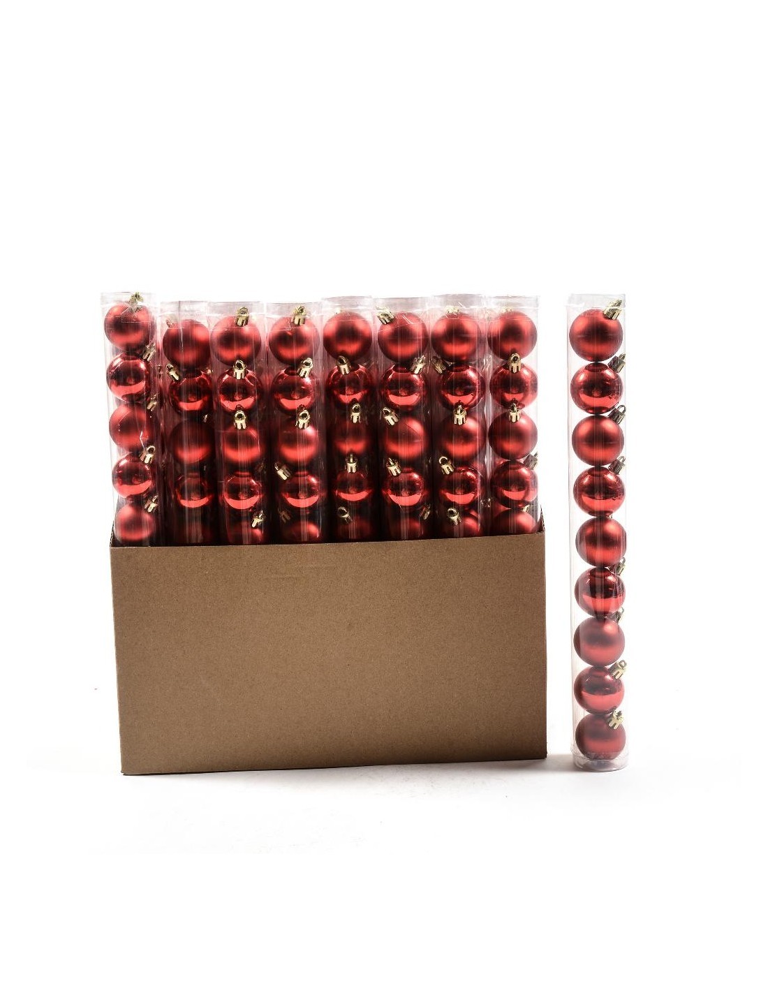 confezione 9 sfere rosse in plastica 4 cm