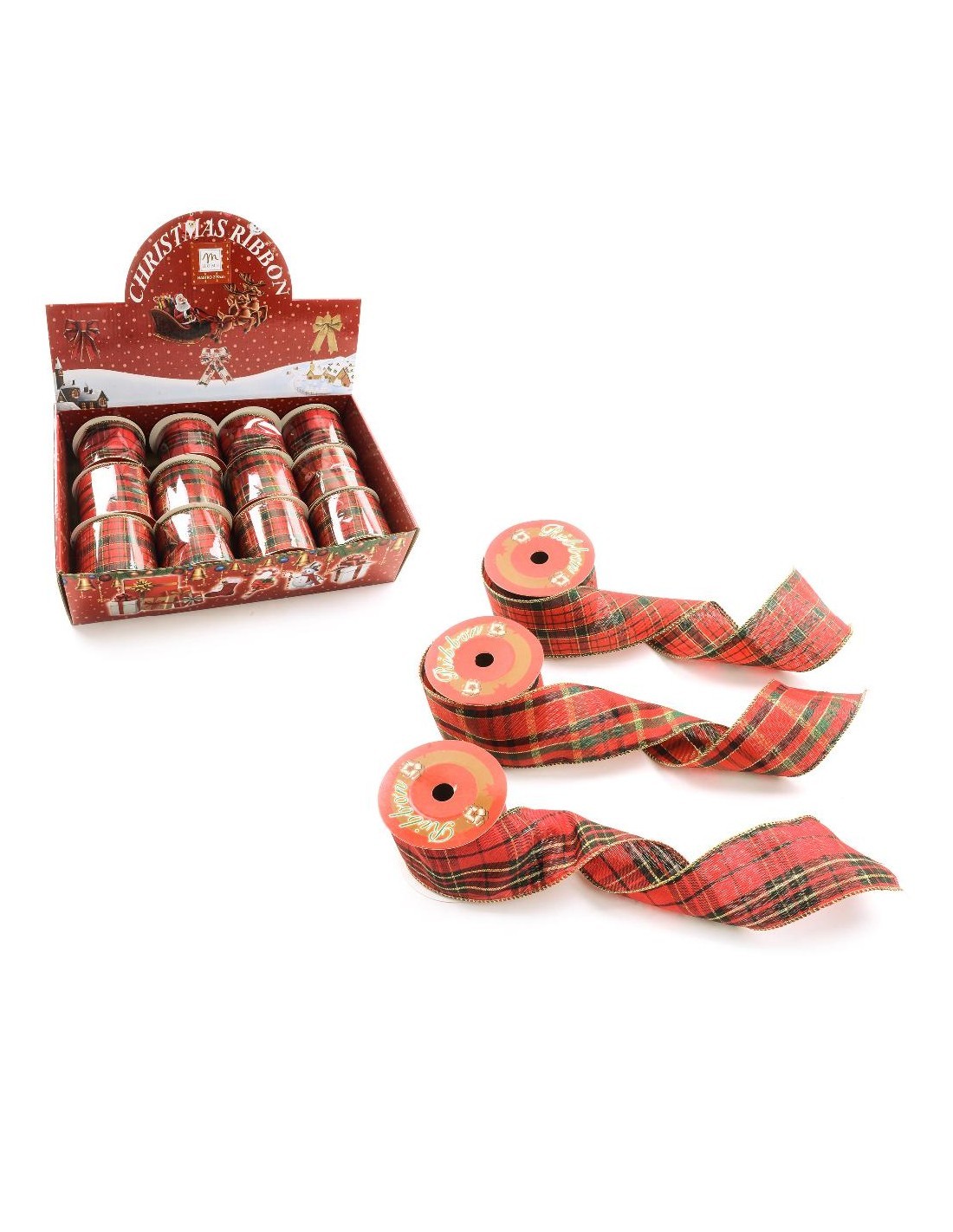 nastro tartan in tessuto 270x6,3 cm assortito