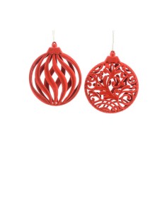 pendente rosso floccato in plastica 14x17 cm assortito