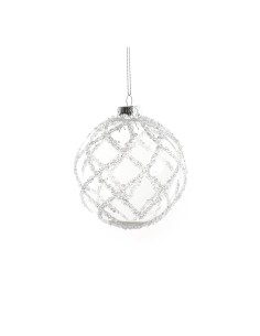 sfera di Natale in vetro 10 cm con perline