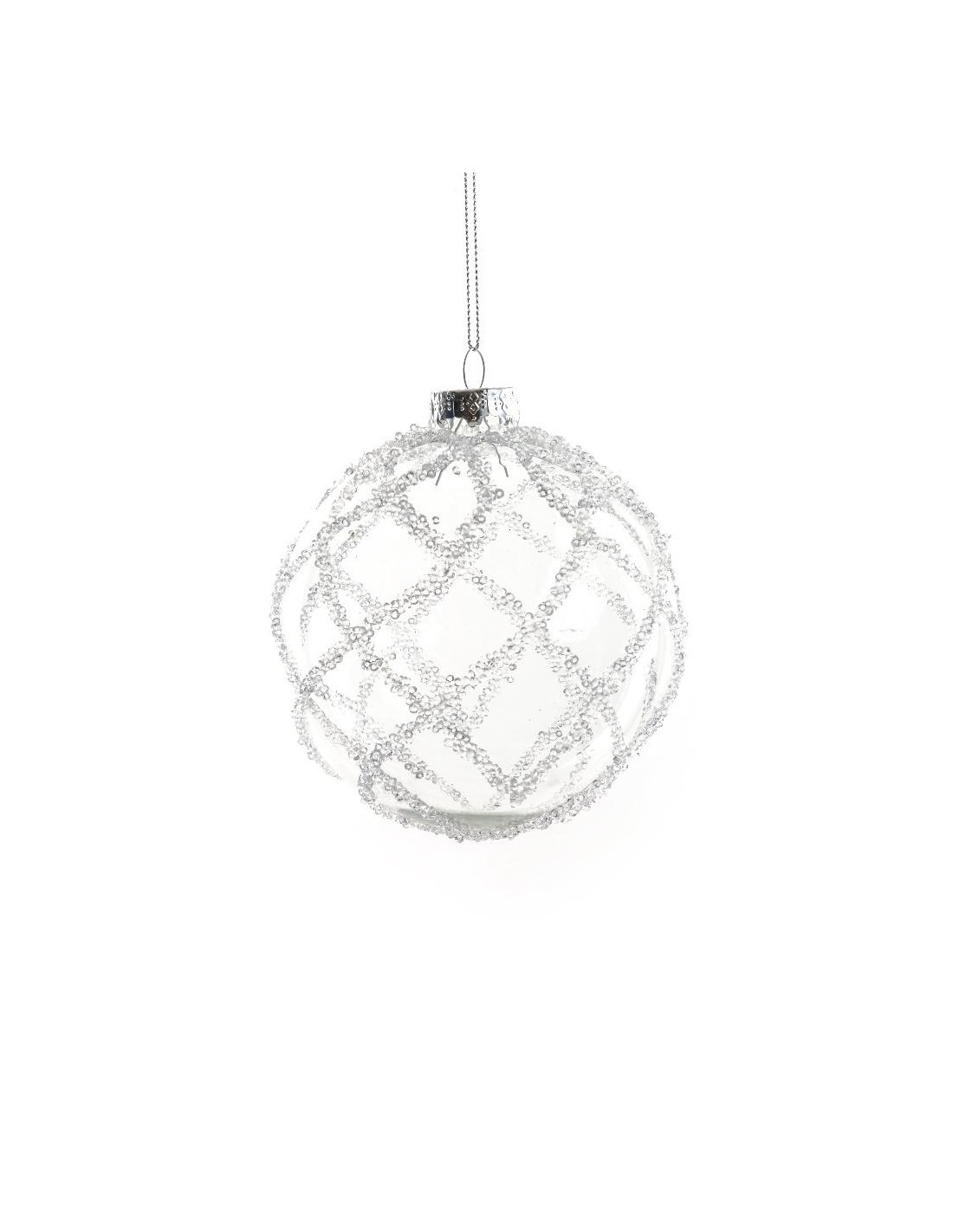 sfera di Natale in vetro 10 cm con perline