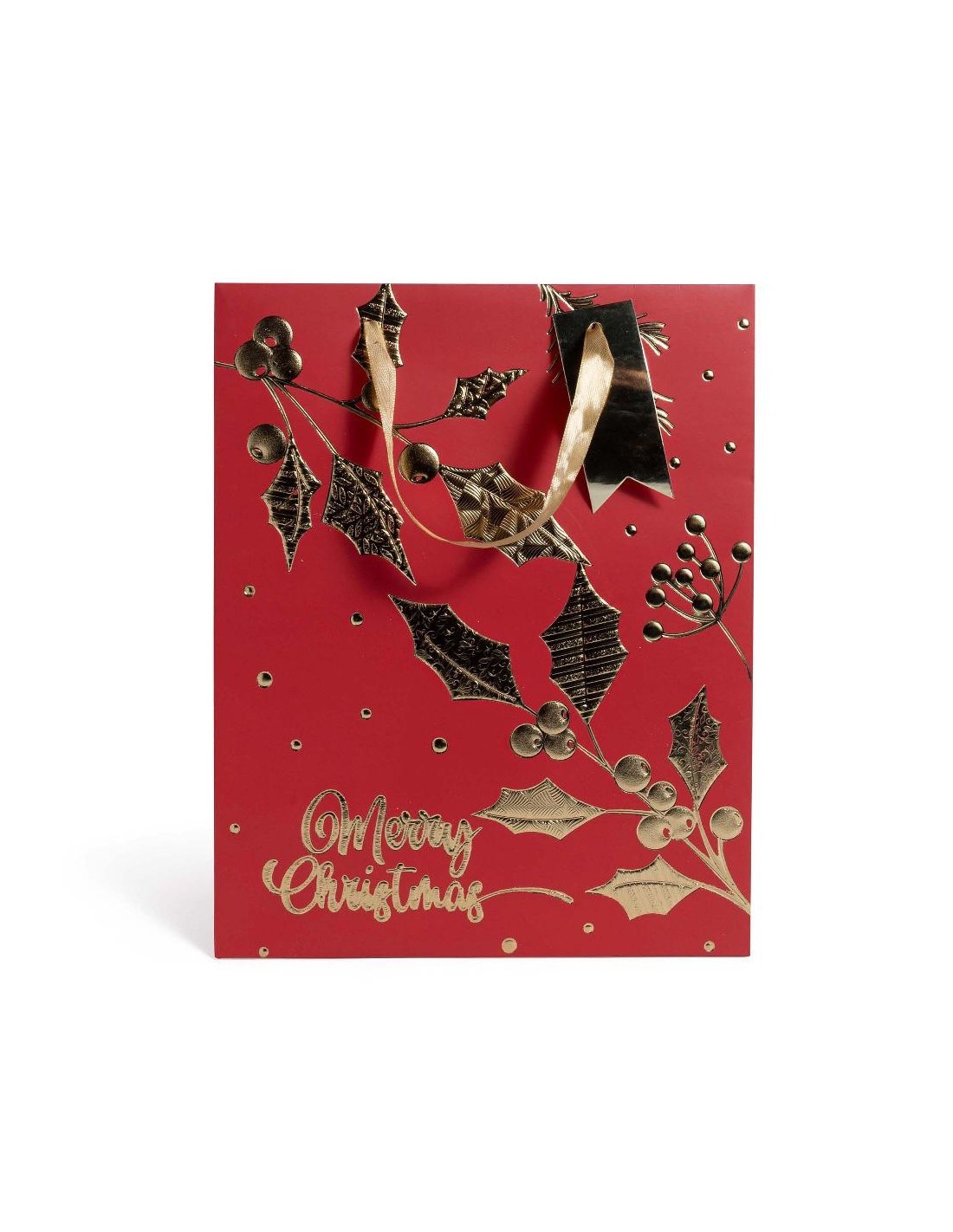 sacchetto laminato rosso/oro 26x13,5x32,5 cm