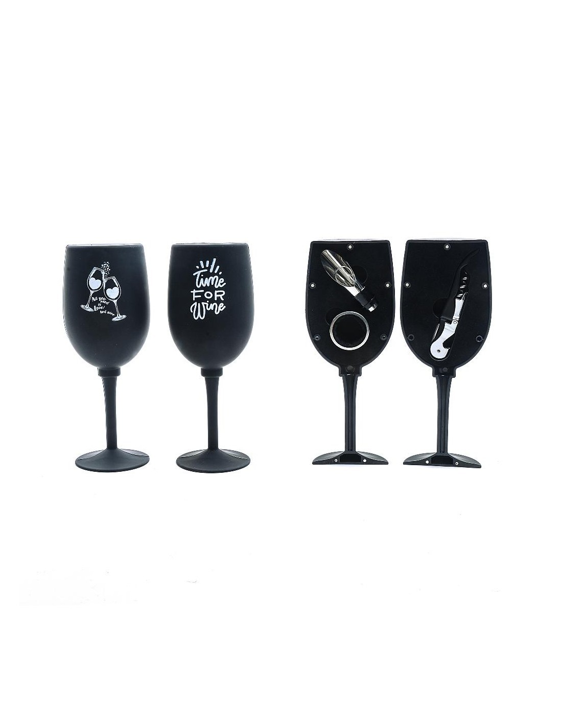 set sommelier 3 pezzi con cofanetto calice acciaio/plastica