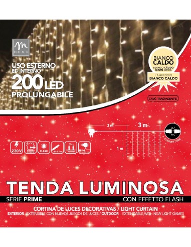 TENDA SUPERFLASH 200 LED BIANCO CALDO DA ESTERNO