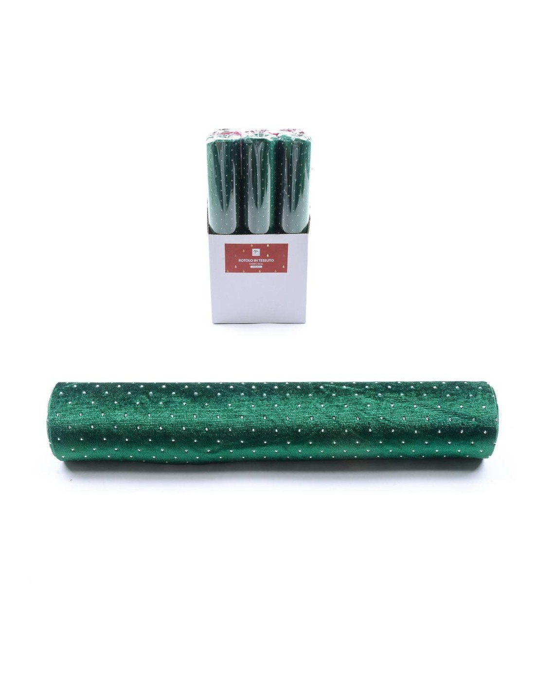 ROTOLO VERDE IN TESSUTO 270X28CM BRILLANTINI