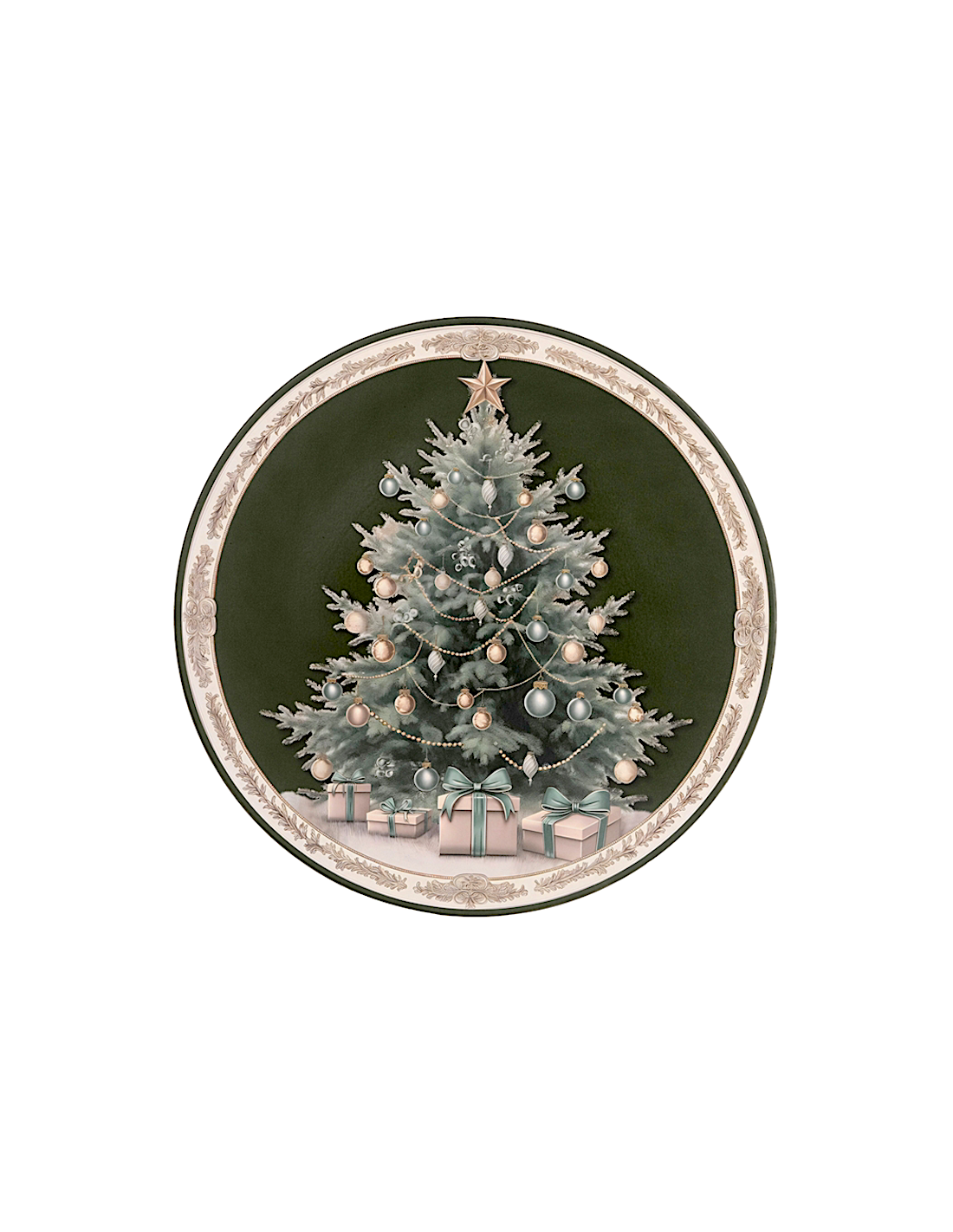 Decorazione piatto di Natale 33cm verde a forma di albero in PVC - La magia di Natale a casa tua