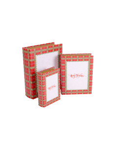 Decorazione scatola libro di Natale 1° misura 13x18cm Merry Christmas in legno - La magia di Natale a casa tua