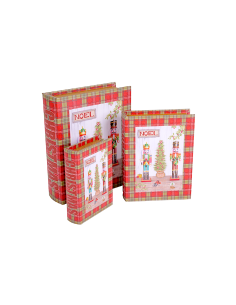 Decorazione scatola libro di Natale  1° misura 13x18cm Schiaccianoci in legno - La magia di Natale a casa tua