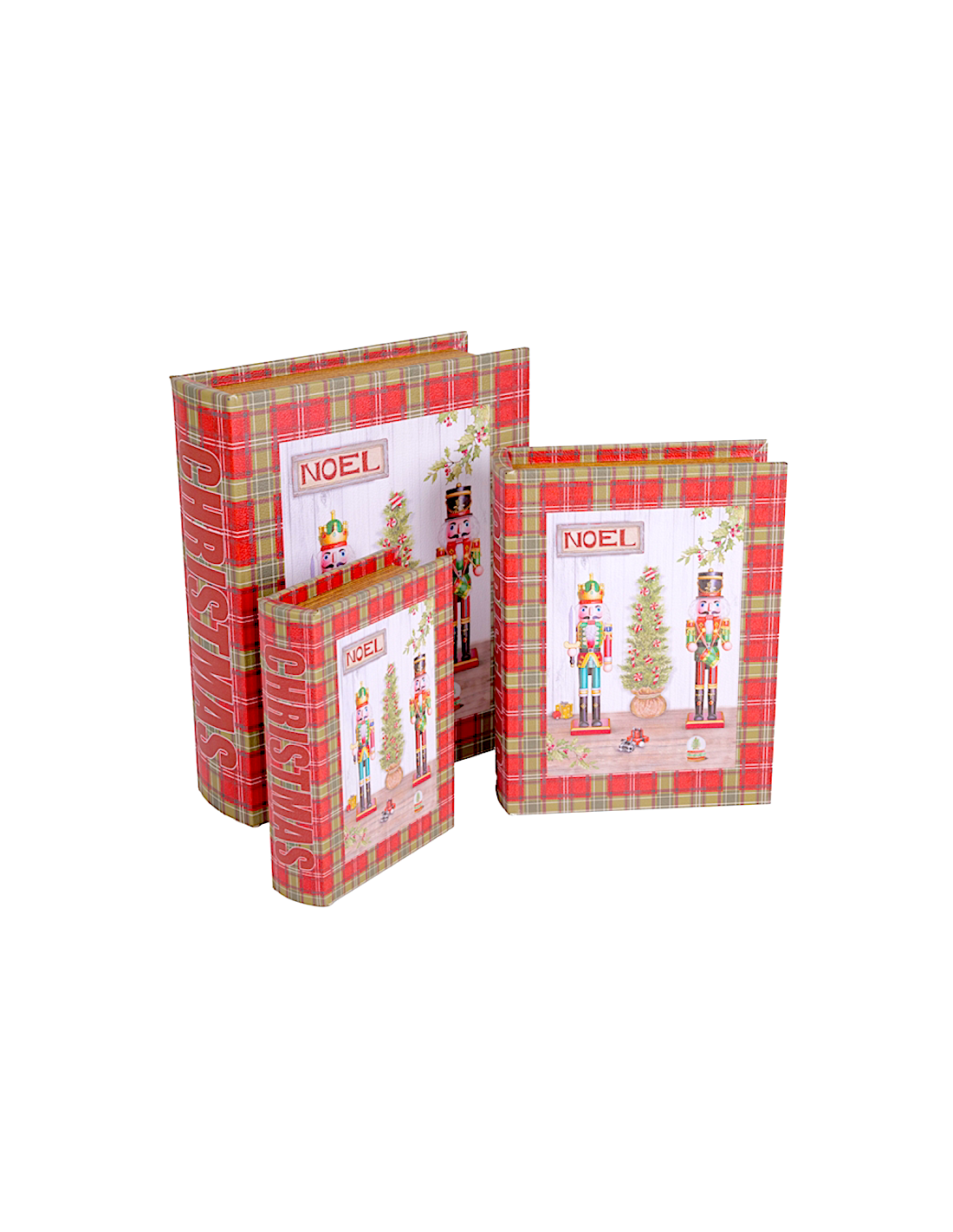 Decorazione scatola libro di Natale  1° misura 13x18cm Schiaccianoci in legno - La magia di Natale a casa tua