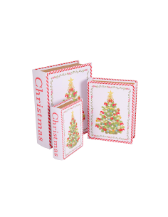Decorazione scatola libro di Natale 3° misura 17x22cm albero in legno - La magia di Natale a casa tua